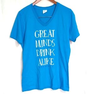 Port and Company Blue Vneck Great Minds Drink Alike - Bermuda Short Sleeve Tee M